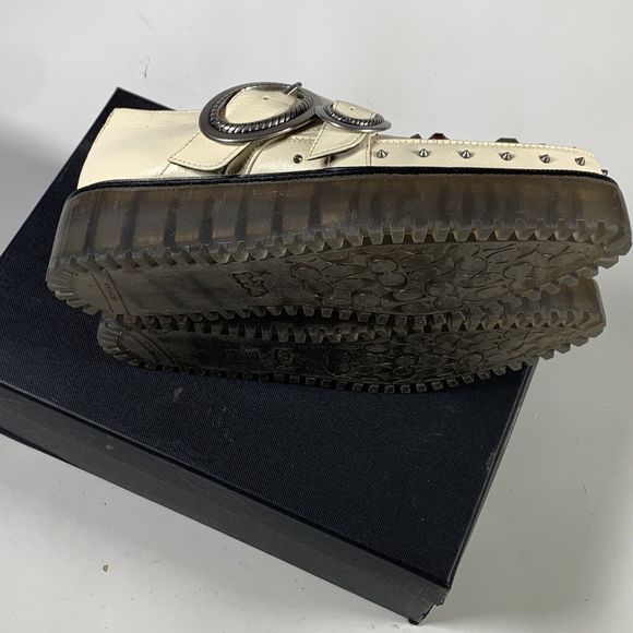 Coach Western Creeper Studded Leather Shoes G3399 Chalk Size 5.5 - Picture 7 of 15